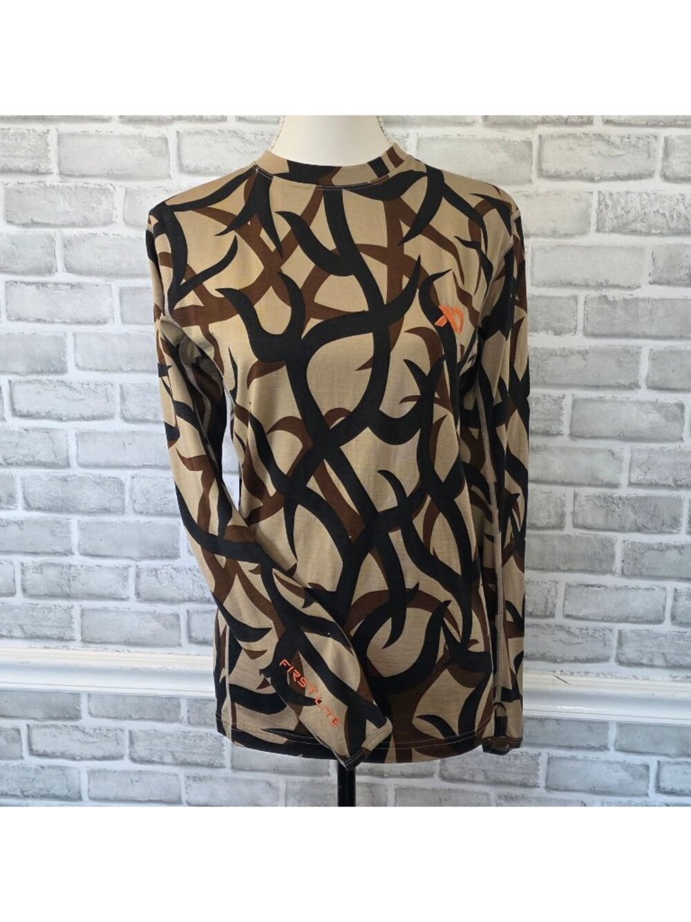 First Lite Camo Top S Womens Merino Wool Gorpcore Hunting Base Layer Crew Neck